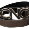 Costume National Brown Letter Logo Buckle Belt