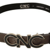 Costume National Brown Letter Logo Buckle Belt