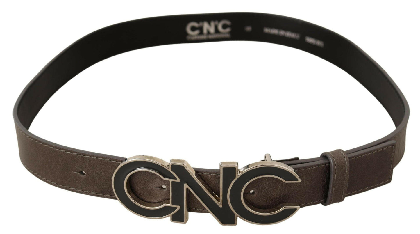 Costume National Brown Letter Logo Buckle Belt