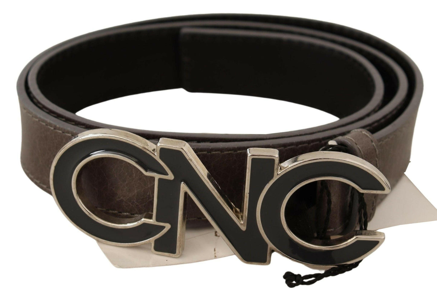 Costume National Brown Letter Logo Buckle Belt