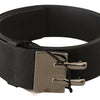 Costume National Black Leather Silver Buckle Waist Belt
