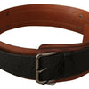 Costume National Black Brown Leather Silver Buckle