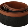 Costume National Black Brown Leather Silver Buckle