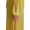 Dolce & Gabbana Yellow Crystal Mesh Pleated Maxi Dress