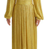 Dolce & Gabbana Yellow Crystal Mesh Pleated Maxi Dress