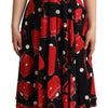 Dolce & Gabbana Black Red Bag Print A-line Mid Length Dress