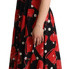 Dolce & Gabbana Black Red Bag Print A-line Mid Length Dress