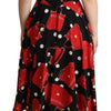 Dolce & Gabbana Black Red Bag Print A-line Mid Length Dress