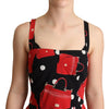Dolce & Gabbana Black Red Bag Print A-line Mid Length Dress