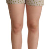 Dolce & Gabbana Beige Polka Dots Denim Cotton Stretch Shorts
