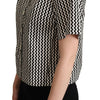 Dolce & Gabbana Black White Zigzag Collar Cotton Top Shirt