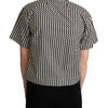 Dolce & Gabbana Black White Zigzag Collar Cotton Top Shirt