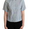 Dolce & Gabbana White Blue Polka Dot Cotton Shirt
