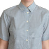 Dolce & Gabbana White Blue Polka Dot Cotton Shirt