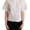 Dolce & Gabbana White Polka Dot Cotton Collared Shirt Top