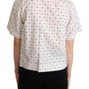 Dolce & Gabbana White Polka Dot Cotton Collared Shirt Top
