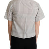 Dolce & Gabbana White Black Striped Collared Shirt