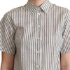 Dolce & Gabbana White Black Striped Collared Shirt