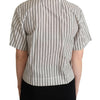 Dolce & Gabbana White Black Striped Shirt Blouse Top