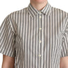 Dolce & Gabbana White Black Striped Shirt Blouse Top
