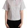 Dolce & Gabbana White Gray Polka Dots Collared Button Shirt
