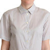 Dolce & Gabbana White Gray Polka Dots Collared Button Shirt
