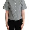 Dolce & Gabbana White Green Cotton Check Shirt Blouse Top