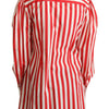 Dolce & Gabbana Red White Striped Long Sleeves Formal Shirt