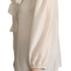 Dolce & Gabbana Light Gray Ascot Collar Shirt Silk Blouse Top
