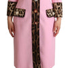 Dolce & Gabbana Pink Leopard Wool Trenchcoat Jacket