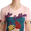 Dolce & Gabbana Pink Cotton Floral Roses Crewneck T-shirt