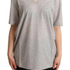 Dolce & Gabbana Gray Solid 100% Cotton V-neck Top T-shirt