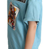 Dolce &amp; Gabbana Blaues T-Shirt mit Herzkönigin-Karte