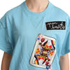 Dolce &amp; Gabbana Blaues T-Shirt mit Herzkönigin-Karte