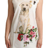 Dolce & Gabbana White Dog Floral Print Embellished  T-shirt