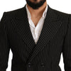 Dolce & Gabbana Black White Striped Slim Fit Coat Blazer