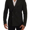 Dolce & Gabbana Black White Striped Slim Fit Coat Blazer