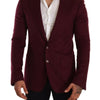 Dolce & Gabbana Maroon Cashmere Slim Fit Coat Jacket Blazer