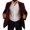 Dolce & Gabbana Maroon Cashmere Slim Fit Coat Jacket Blazer