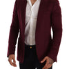 Dolce & Gabbana Maroon Cashmere Slim Fit Coat Jacket Blazer