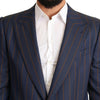 Dolce & Gabbana Blue Striped Wool Slim Fit Blazer Jacket