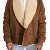Dolce & Gabbana Brown Double Breasted Shearling Coat Jacket