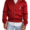 Dolce & Gabbana Red Silk Button DG Logo Bomber Jacket
