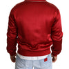 Dolce & Gabbana Red Silk Button DG Logo Bomber Jacket