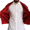Dolce & Gabbana Red Silk Button DG Logo Bomber Jacket