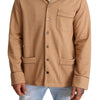 Dolce & Gabbana Brown Cotton Button Collared Coat Jacket