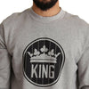 Pull en coton Dolce &amp; Gabbana Regal Crown - Gris sophistiqué