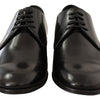 Dolce & Gabbana Black Leather Lace Up Men Dress Derby Shoes