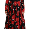 Dolce & Gabbana Black Sicily Bag Print Flared Midi Dress