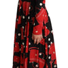 Dolce & Gabbana Black Sicily Bag Print Flared Midi Dress